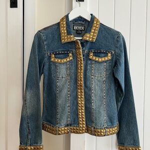 Berek distressed denim jacket with gold embellishments